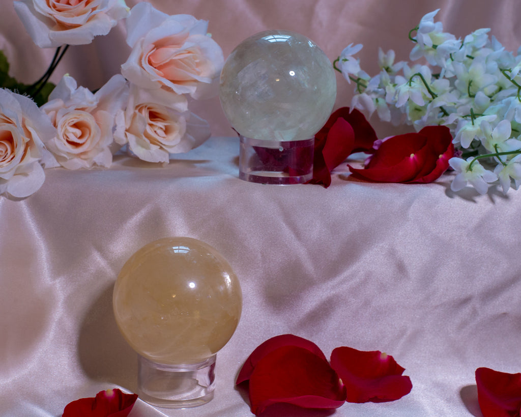 Honey Calcite Spheres for Sacral Healing and Nurturing - The Crystal Cavern