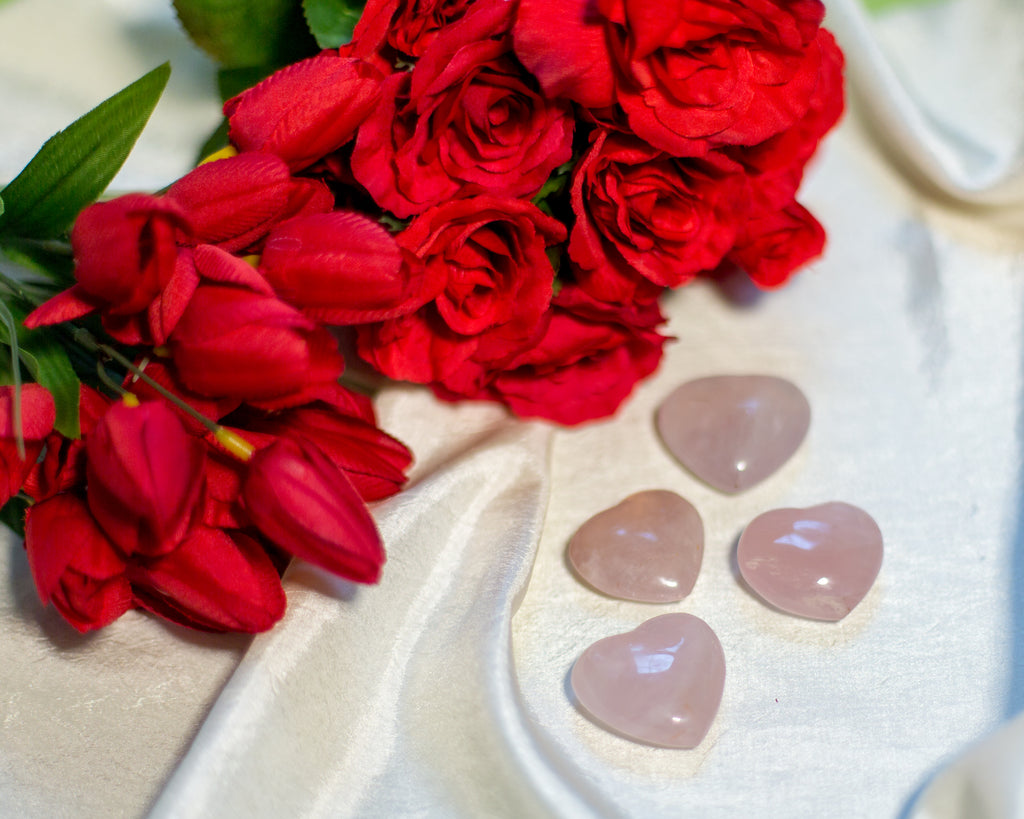 Rose quartz hearts - The Crystal Cavern