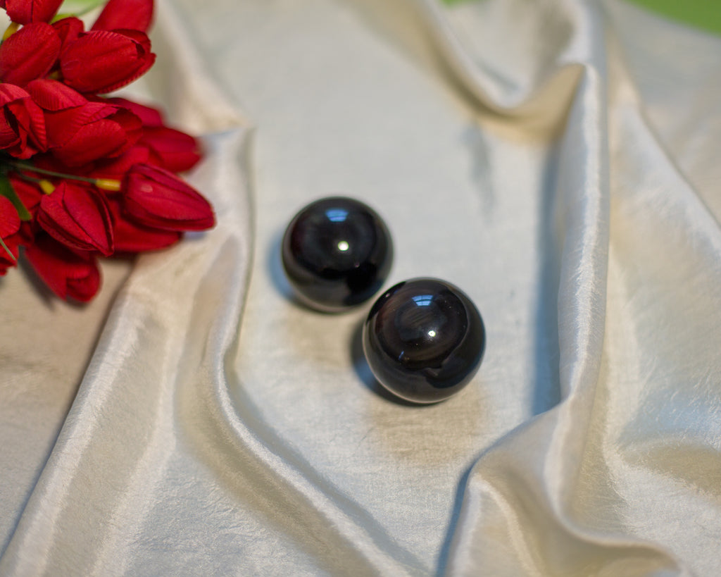 Rainbow obsidian spheres - The Crystal Cavern