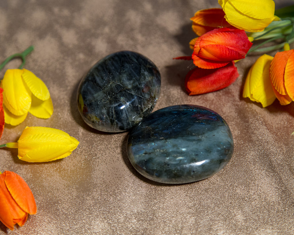 Large labradorite palmstones - The Crystal Cavern