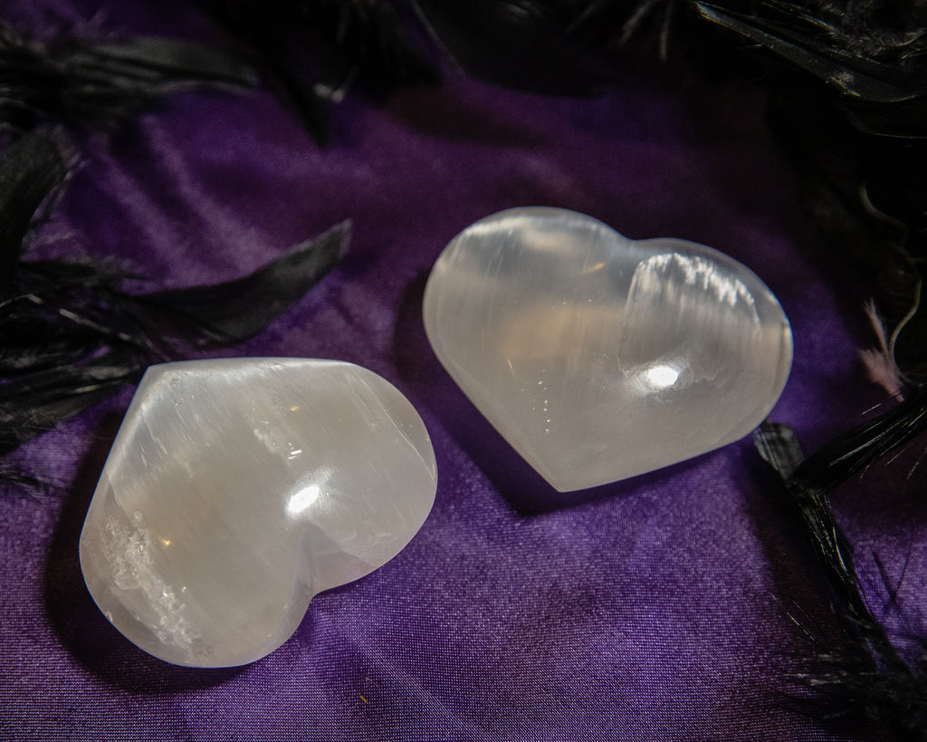 Selenite Hearts for Purification and Divine Alignment - The Crystal Cavern