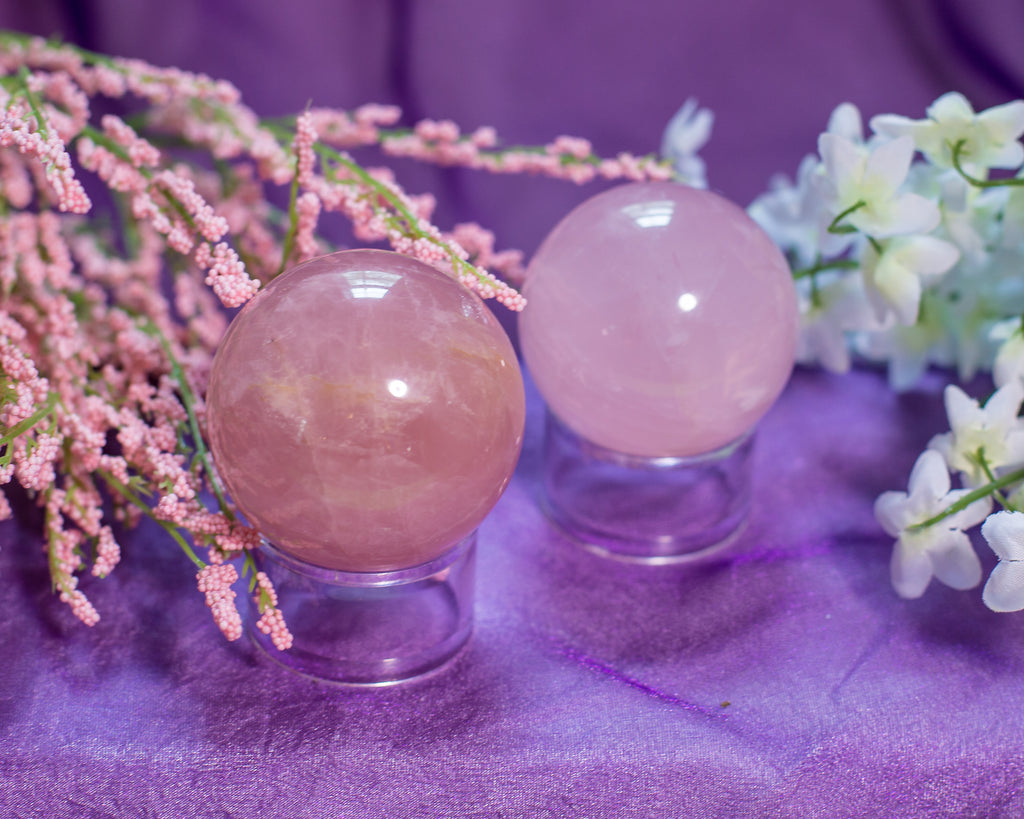 Rose Quartz Spheres for Gentle Love Energy - The Crystal Cavern