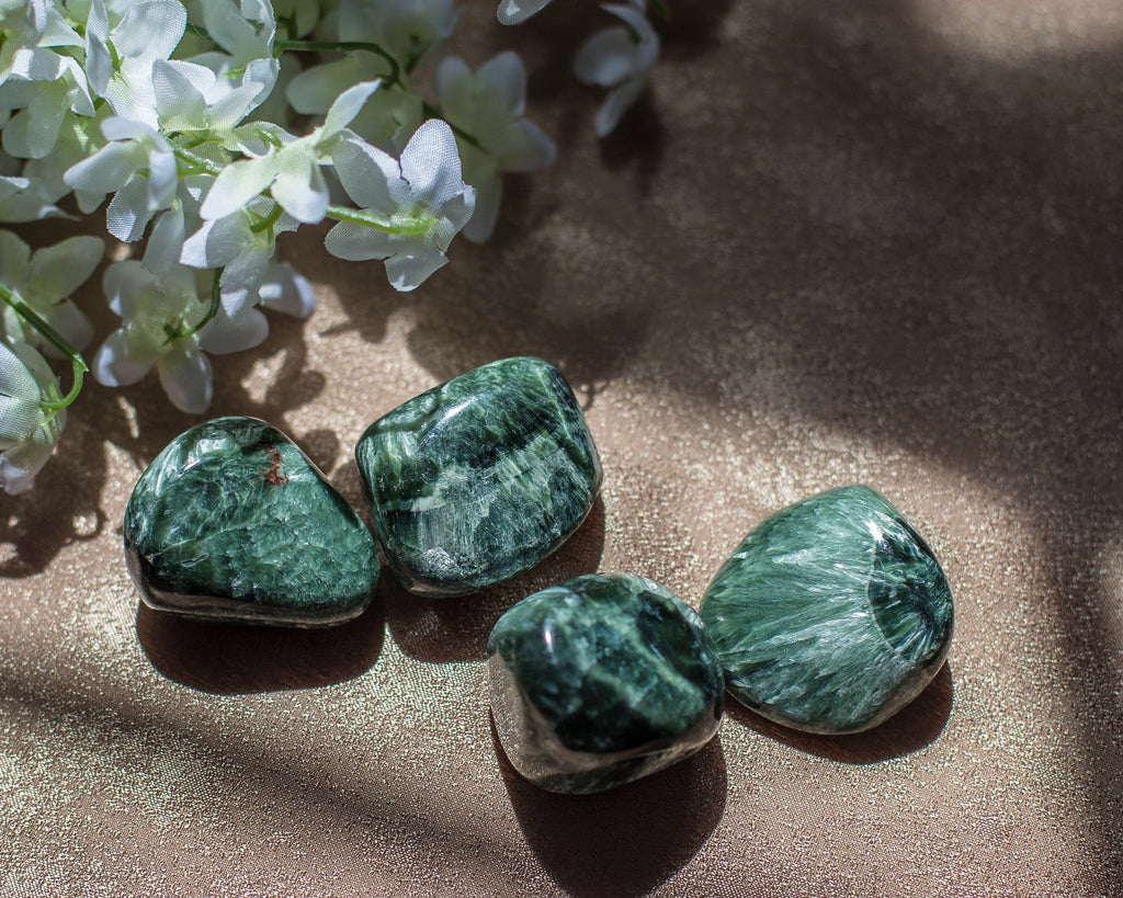 Seraphinite tumbles for Angelic Communication - The Crystal Cavern
