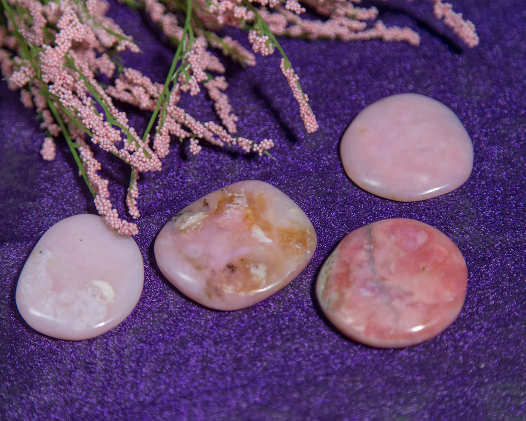Pink opal palmstones - The Crystal Cavern