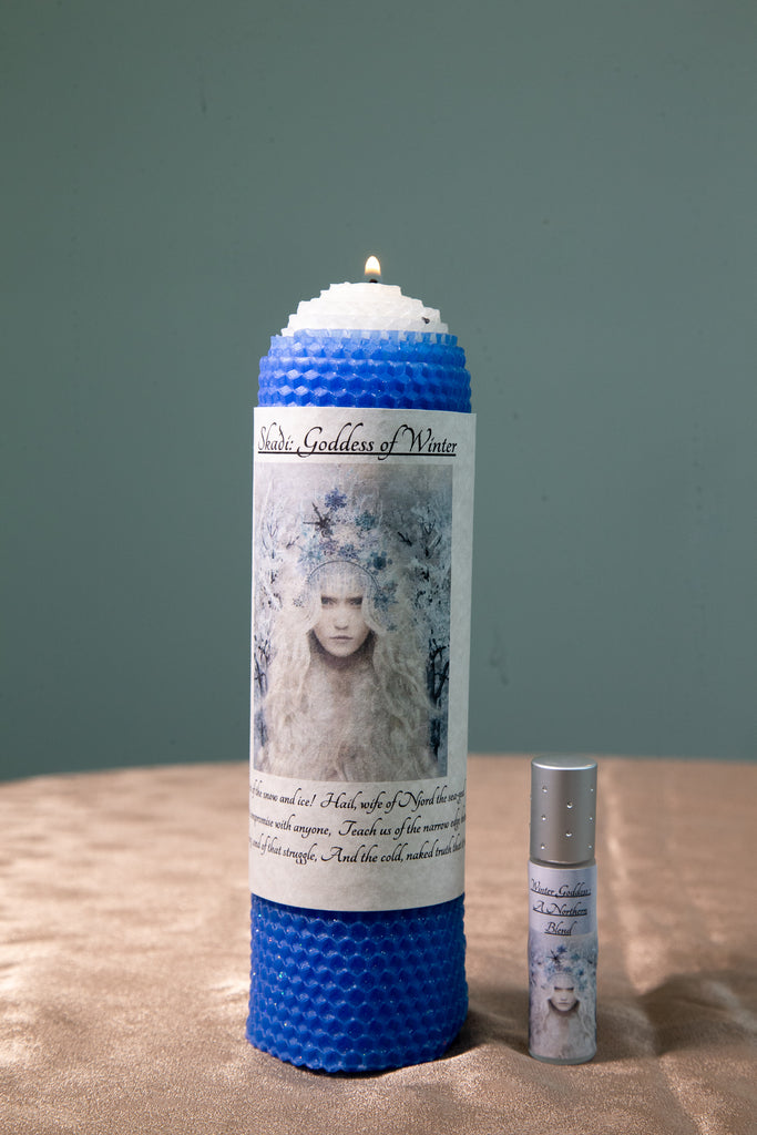 Skaði: Goddess of Winter Candle and Intention Oil - The Crystal Cavern